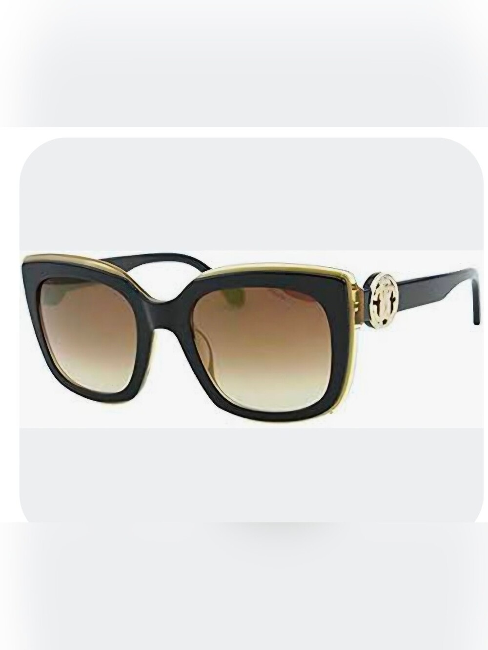 Roberto Cavalli Grosseto Black Frame Sunglasses  Gold Trim/Gradient Brown Lenses